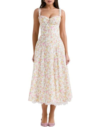 House Of Cb Rosalee Floral Stretch Cotton Petticoat Dress - Natural