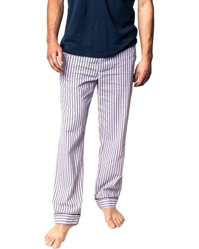 Petite Plume Ticking Stripe Cotton Pajama Pants - Blue