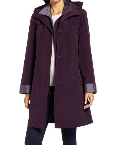 Gallery Water Resistant Hooded Rain Jacket - Purple