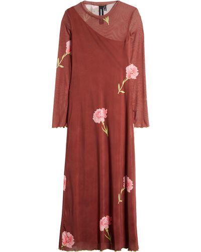 Something New Babe Floral Long Sleeve Maxi Dress - Red