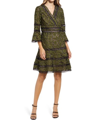 Shani Embroidered Lace Fit & Flare Cocktail Dress - Green