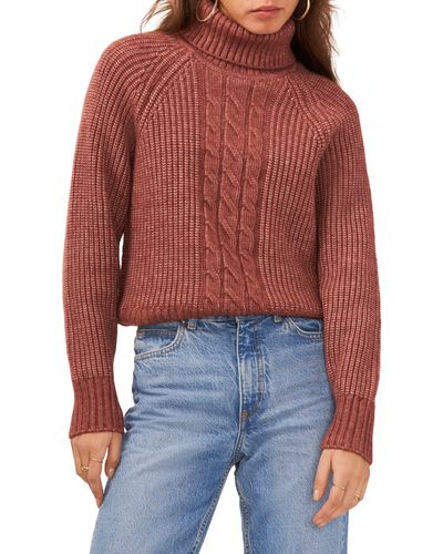 1.STATE Back Cutout Turtleneck Sweater - Red