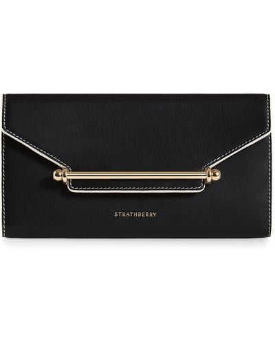 Strathberry Multrees Leather Wallet On A Chain - Black