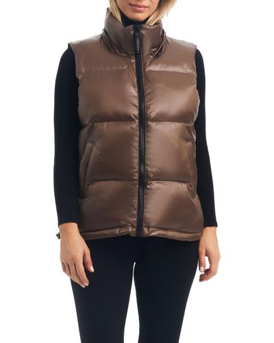 Sanctuary Quilted Hooded Puffer Vest - Black
