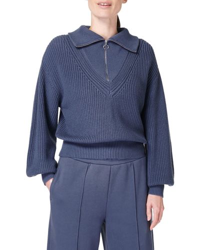 Sweaty Betty Modern Cotton & Wool Half Zip Sweater - Blue