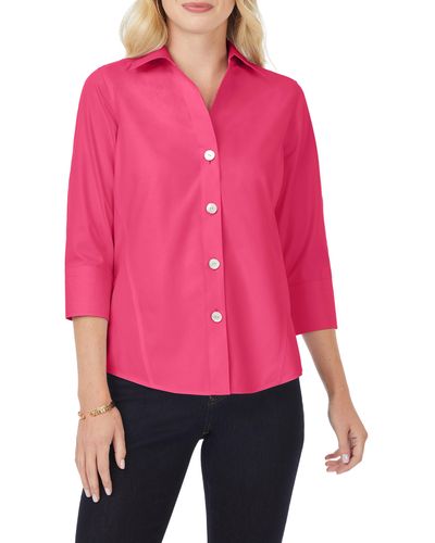 Foxcroft Paige Button-up Blouse - Red