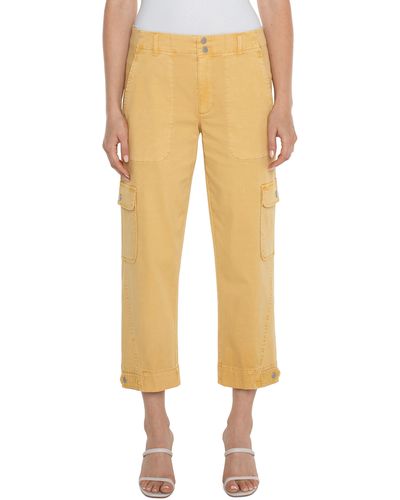 Liverpool Los Angeles Utility Stretch Twill Crop Cargo Pants - Yellow