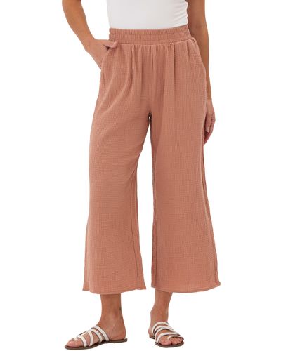 Threads For Thought Ivanna Organic Cotton Gauze Wide Leg Pants - Pink