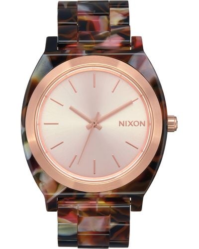 Nixon The Time Teller Acetate Bracelet Watch - Pink