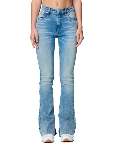 Blank NYC Hoyt Raw Hem Mini Bootcut Organic Cotton Jeans - Blue