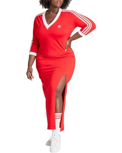 adidas Lifestyle V-neck Maxi Dress - Red