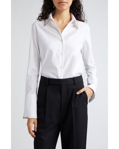 Twp Bessette Crystal Accent Button-up Shirt - White