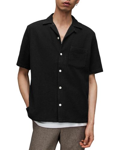 AllSaints Eularia Textured Camp Shirt - Black