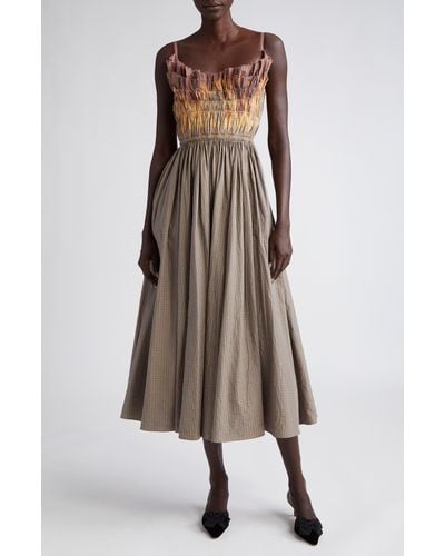 Altuzarra Brigitte Dip Dyed Ruffle Cotton Dress - Brown
