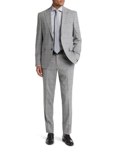 Ted Baker Ralph Extraslim Fit Windowpane Stretch Suit - Gray