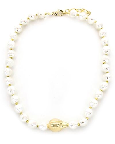 Panacea Beaded Imitation Pearl Necklace - White