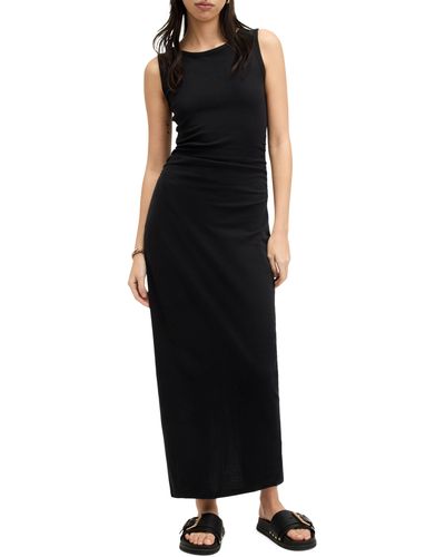 AllSaints Katarina Ruched Side Maxi Dress - Black