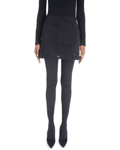 Balenciaga Upside Down Denim Miniskirt - Black