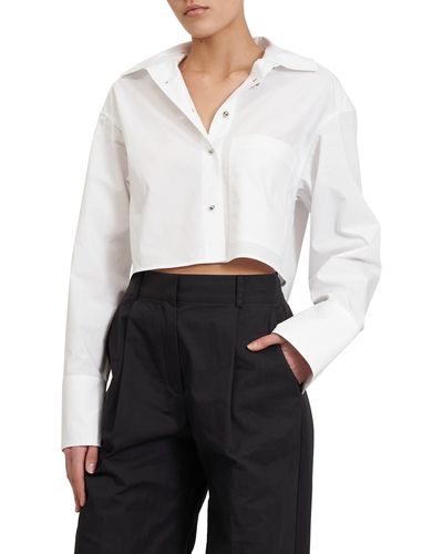 Rebecca Minkoff Layne Crop Button-up Shirt - White