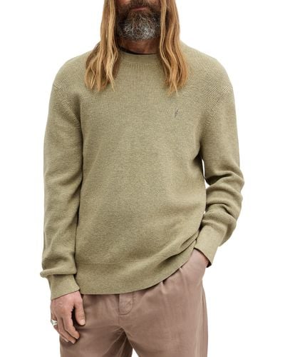 AllSaints Thermal Cotton & Wool Crewneck Sweater - Green