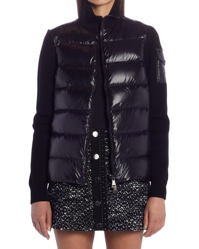 Moncler Quilted Down & Wool Short Cardigan - Blue