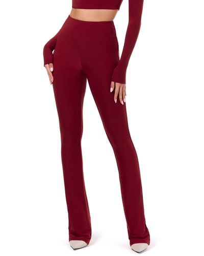 Naked Wardrobe Hourglass High Waist Bootcut Pants - Red