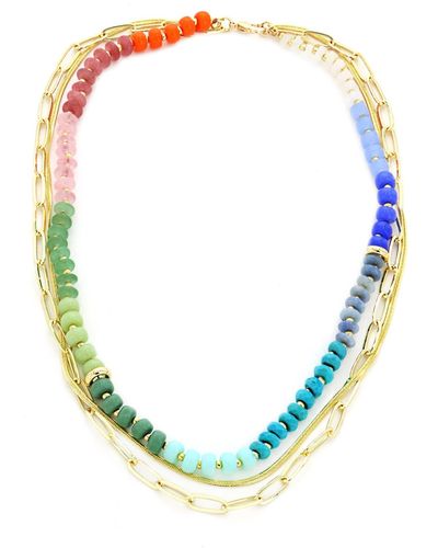 Panacea Multistrand Bead & Chain Necklace - Blue