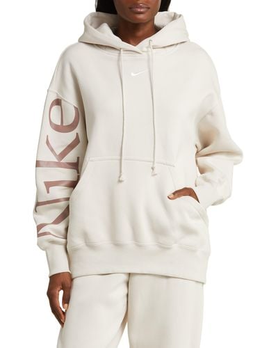 Nike Sportswear Phoenix Fleece Oversize Longline Hoodie - White