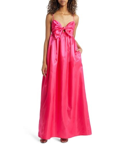 Lulus Flirting With Fab Satin Babydoll Gown - Pink