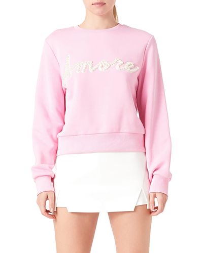 Endless Rose Amore Pearly Beaded Sweatshirt - Pink
