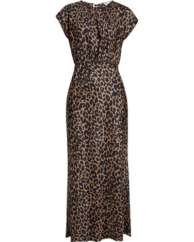 Max Mara Juglas Leopard Print Silk Dress - Multicolor