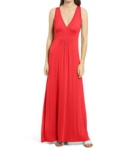 Loveappella Solid Maxi Dress - Red