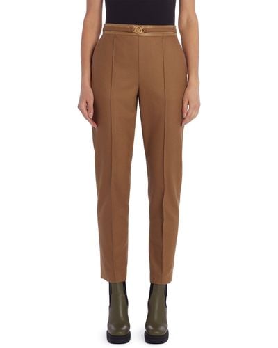 Moncler Front Seam High Waist Wool Skinny Pants - Brown