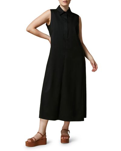Marina Rinaldi Dire Sleeveless Maxi Poplin Shirtdress - Black