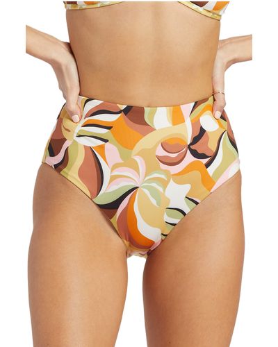 Billabong Return To Paradise Reversible High Waist Bikini Bottoms - Orange