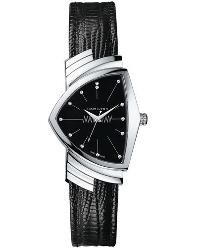 Hamilton Ventura Leather Strap Watch - Black