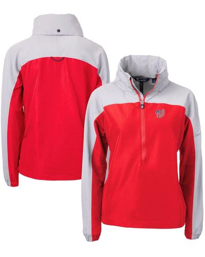 Cutter & Buck /gray Washington Nationals Charter Eco Recycled Anorak Jacket At Nordstrom - Red