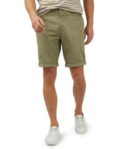 Ben Sherman Signature Flat Front Stretch Cotton Chino Shorts - Green
