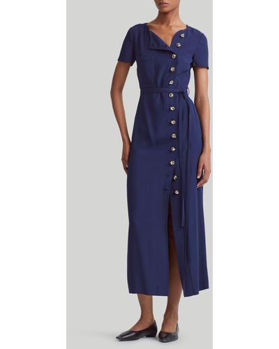 Altuzarra Rosa Asymmetric Button Front Dress - Blue
