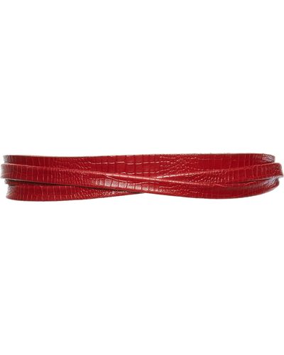 Ada Skinny Leather Wrap Belt - Red