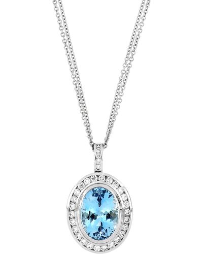 Bony Levy Oval Aquamarine Pendant Necklace - Blue