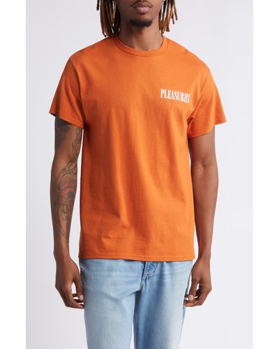 Pleasures Vertical Cotton Graphic T-shirt - Orange