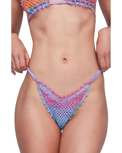 CAPITTANA Kendall Crochet Trim Bikini Bottoms - Purple