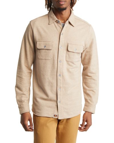 The Normal Brand Textured Knit Long Sleeve Button-up Shirt - Natural