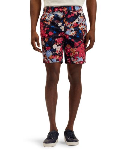 Ted Baker Creevy Floral Flat Front Chino Shorts - Red