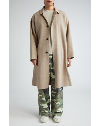 Acne Studios Houndstooth Wool Belted Coat - Natural