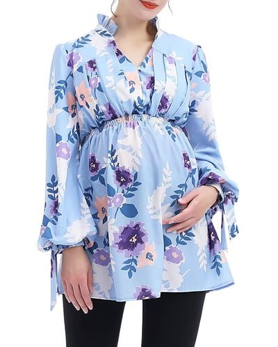 Kimi + Kai Victoria Maternity Long Sleeve Top - Blue