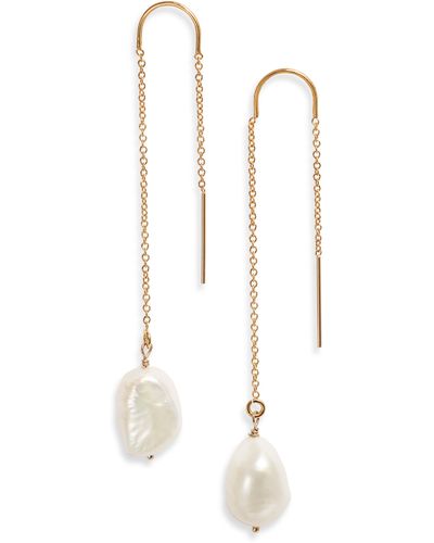 SET & STONES Sabina Keshi Pearl Threader Earrings - White