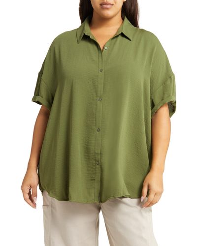 Treasure & Bond Button-up Tunic Shirt - Green