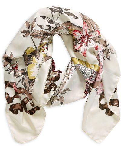 Tasha Butterfly Floral Print Scarf - White